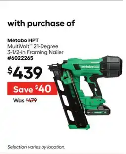 Lowe's Metabo HPT MultiVolt 21-Degree 3-1/2-in Framing Nailer offer