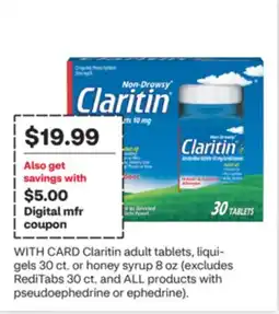 CVS Claritin adult tablets, liqui-gels 30 ct. or honey syrup 8 oz offer
