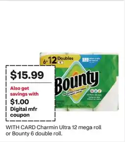 CVS Charmin Ultra 12 mega roll or Bounty 6 double roll offer