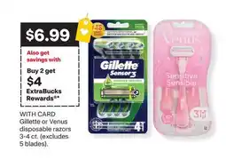 CVS Gillette or Venus disposable razors 3-4 ct offer