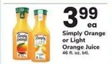 Safeway Simply Orange or Light Orange Juice offer