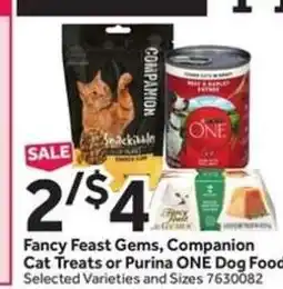 Stop&Shop Fancy Feast Gems, Companion Cat Treats or Purina ONE Dog Food offer