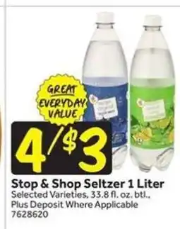 Stop&Shop Stop & Shop Seltzer 1 Liter offer