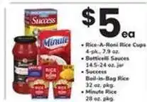 Safeway Rice-A-Roni Rice Cups, Botticelli Sauces, Success Boil-in-Bag Rice, Minute Rice offer