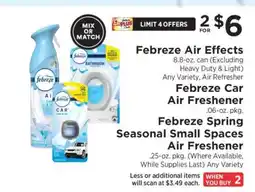 ShopRite Febreze Air Effects, Febreze Car Air Freshener, Febreze Spring Seasonal Small Spaces Air Freshener offer
