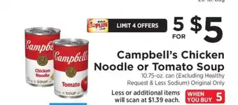 ShopRite Campbell's Chicken Noodle or Tomato Soup offer