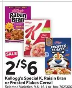 Stop&Shop Kelloggβs Special K, Raisin Bran or Frosted Flakes Cereal offer