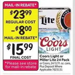 Stop&Shop Coors Light or Miller Lite 24 Pack offer