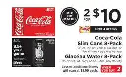 ShopRite Coca-Cola Slim Cans 8-Pack / Glacéau Water 8-Pack offer