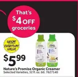 Stop&Shop Nature's Promise Organic Creamer offer