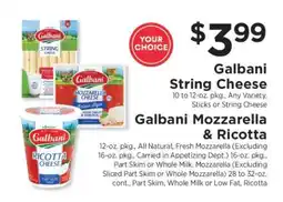 ShopRite Galbani String Cheese, Mozzarella & Ricotta offer