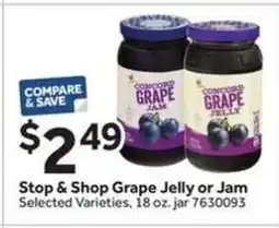 Stop&Shop Stop & Shop Grape Jelly or Jam offer