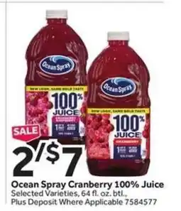 Stop&Shop Ocean Spray Cranberry 100% Juice offer