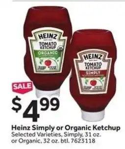 Stop&Shop Heinz Simply or Organic Ketchup offer