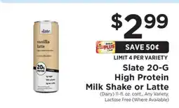 ShopRite Slate 20-G High Protein Milk Shake or Latte offer