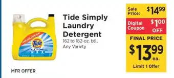 ShopRite Tide Simply Laundry Detergent offer