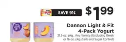 ShopRite Dannon Light & Fit 4-Pack Yogurt offer