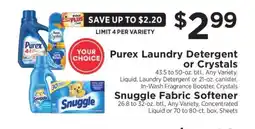 ShopRite Purex Laundry Detergent or Crystals, Snuggle Fabric Softener offer