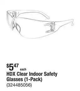 The Home Depot HDX Clear Indoor Safety Glasses (1-Pack) offer