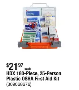 The Home Depot HDX 180-Piece, 25-Person Plastic OSHA First Aid Kit offer
