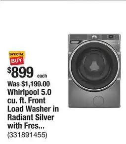The Home Depot Whirlpool 5.0 cu. ft. Front Load Washer in Radiant Silver with Fresh Flow Vent System offer