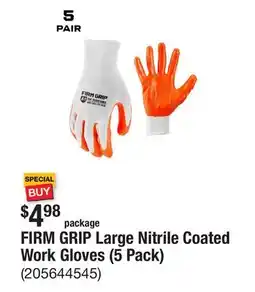 The Home Depot FIRM GRIP Large Nitrile Coated Work Gloves (5 Pack) offer