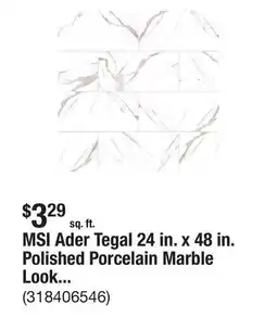 The Home Depot MSI Ader Tegal 24 in. x 48 in. Polished Porcelain Marble Look Floor and Wall Tile (16 sq. ft. /Case) offer