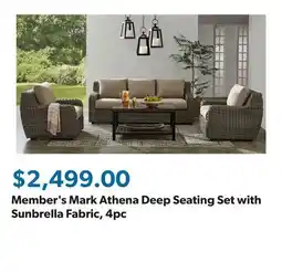 Sam's Club Member's Mark Athena Deep Seating Set with Sunbrella Fabric, 4pc offer