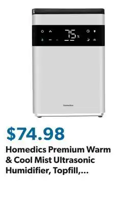 Sam's Club Homedics Premium Warm & Cool Mist Ultrasonic Humidifier, Topfill, 58 Hour Runtime offer