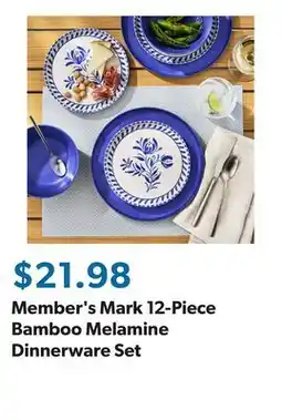 Sam's Club Member's Mark 12-Piece Bamboo Melamine Dinnerware Set offer