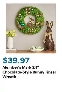 Sam's Club Member's Mark 24 Chocolate-Style Bunny Tinsel Wreath offer