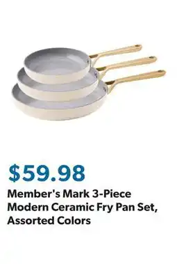 Sam's Club Member's Mark 3-Piece Modern Ceramic Fry Pan Set, Assorted Colors offer