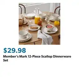 Sam's Club Member's Mark 12-Piece Scallop Dinnerware Set offer