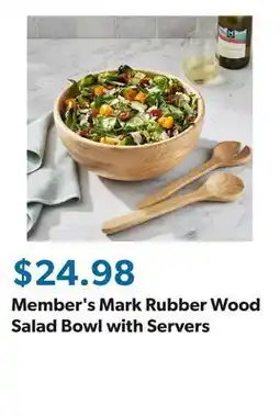 Sam's Club Member's Mark Rubber Wood Salad Bowl with Servers offer