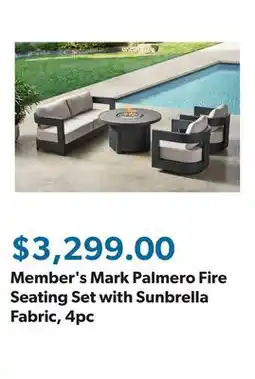 Sam's Club Member's Mark Palmero Fire Seating Set with Sunbrella Fabric, 4pc offer