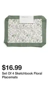TJ Maxx Set Of 4 Sketchbook Floral Placemats offer