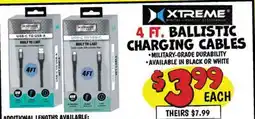 Ollie's 4 FT. BALLISTIC CHARGING CABLES offer
