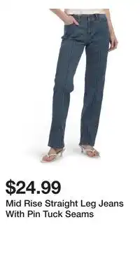 TJ Maxx Mid Rise Straight Leg Jeans With Pin Tuck Seams offer