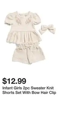 TJ Maxx Infant Girls 2pc Sweater Knit Shorts Set With Bow Hair Clip offer