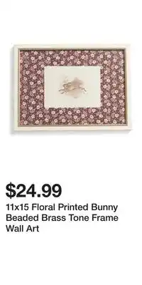 TJ Maxx 11x15 Floral Printed Bunny Beaded Brass Tone Frame Wall Art offer