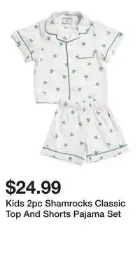 TJ Maxx Kids 2pc Shamrocks Classic Top And Shorts Pajama Set offer