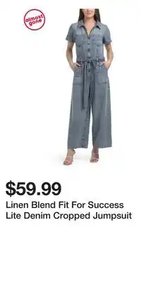 TJ Maxx Linen Blend Fit For Success Lite Denim Cropped Jumpsuit offer