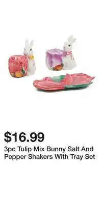 TJ Maxx 3pc Tulip Mix Bunny Salt And Pepper Shakers With Tray Set offer