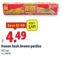Lidl Frozen hash brown patties offer