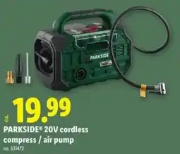 Lidl Parkside 20v cordless compress and air pump offer