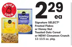 ACME Signature SELECT Frosted Flakes or Honey Nut Toasted Oats Cereal or NEW! Cinnamon Crunch offer