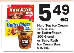 ACME Halo Top Ice Cream 16 fl. oz. ctn. or Butterfinger, 100 Grand or Baby Ruth Ice Cream Bars 6 ct. pkg offer