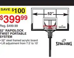 Dunham's Sports SPALDING 52 RAPIDLOCK TWIST PORTABLE SYSTEM offer