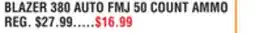 Dunham's Sports BLAZER 380 AUTO FMJ 50 COUNT AMMO offer