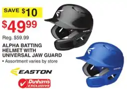 Dunham's Sports EASTON ALPHA BATTING HELMET WITH UNIVERSAL JAW GUARD offer